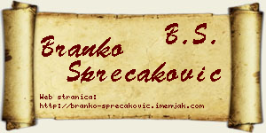 Branko Sprečaković vizit kartica